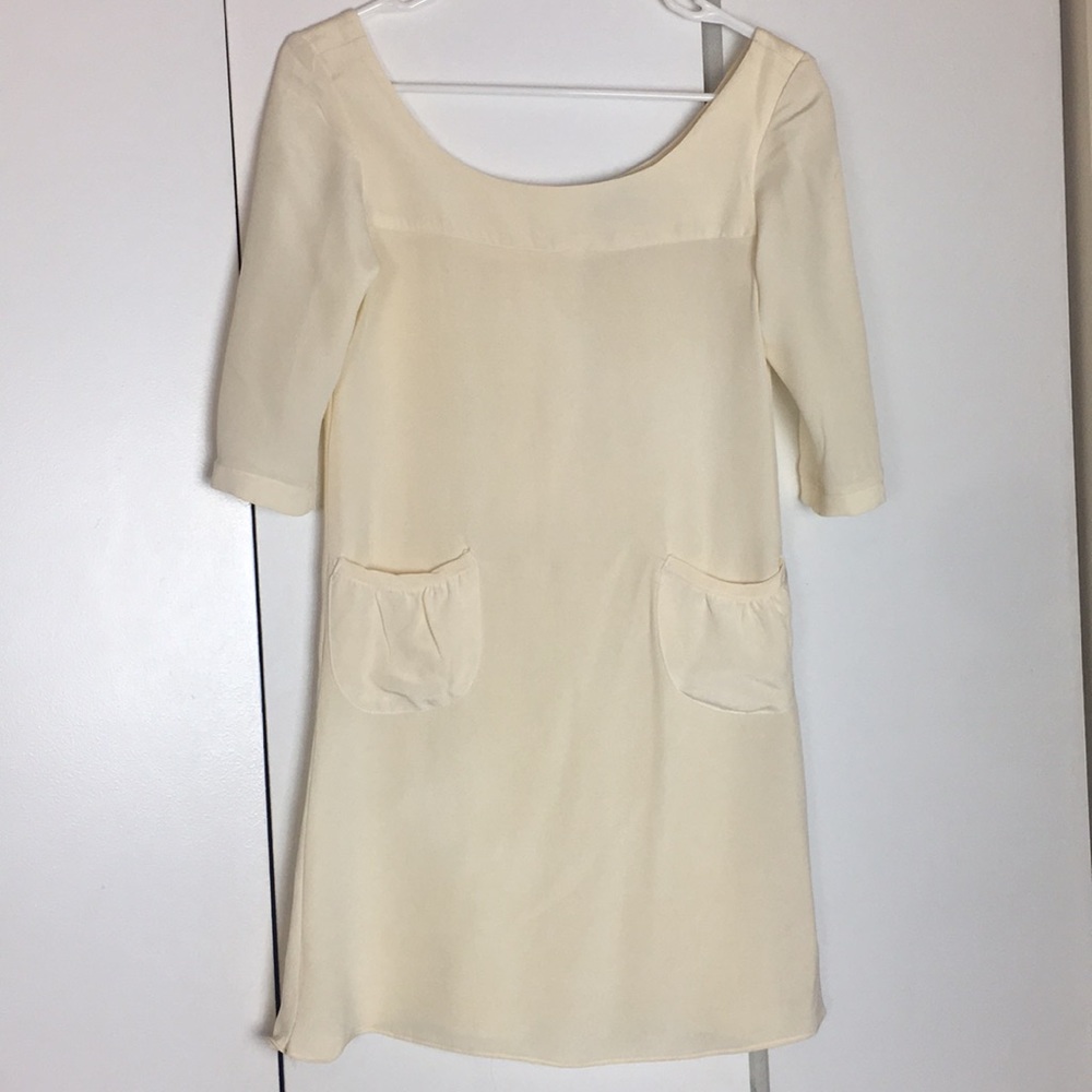 Vintage Look Cream Mini w/ Pearl Buttons + Pockets